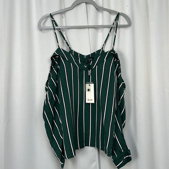 Bardot NWT Paloma Teal Stripe Top Size US 6/Small - Picture 3 of 10